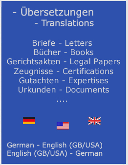 Sprachdienstleistungen in den Sprachkombinationen Deutsch - Englisch, Englisch - Deutsch, US - Amerikanisch